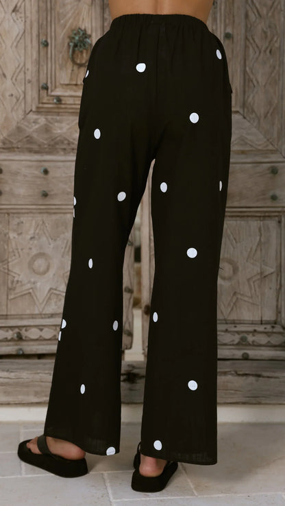 Kailani Strapless Top and Pants Set Black White Polka