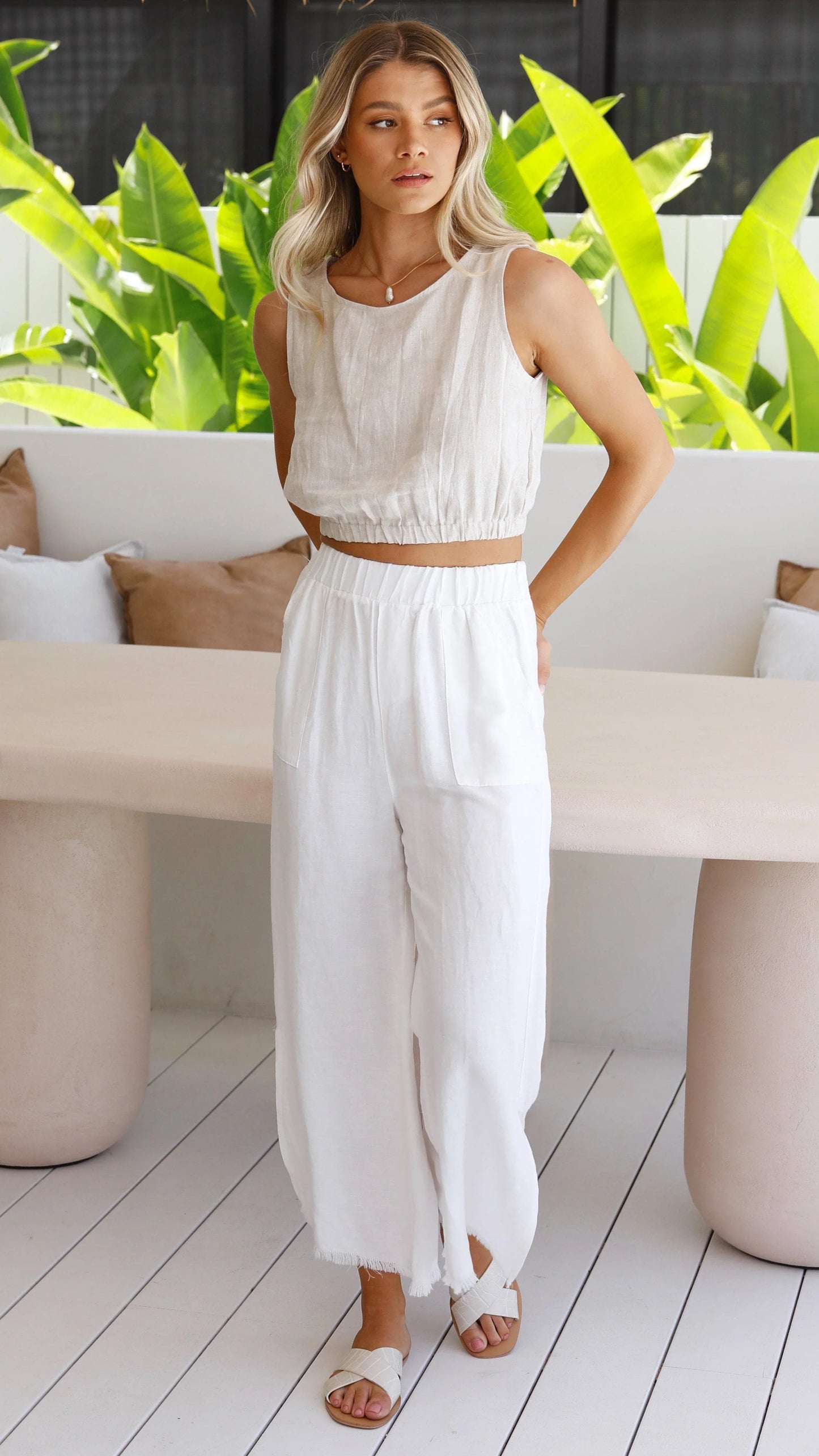 Aimee Linen Top Oat