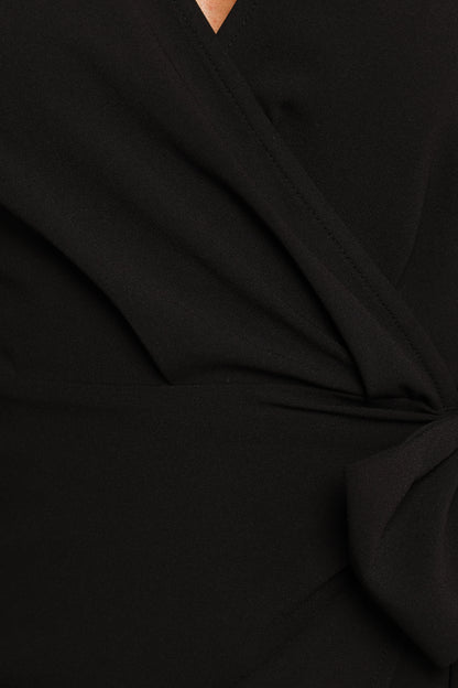 Lilian Long Sleeve Wrap Mini Dress Black