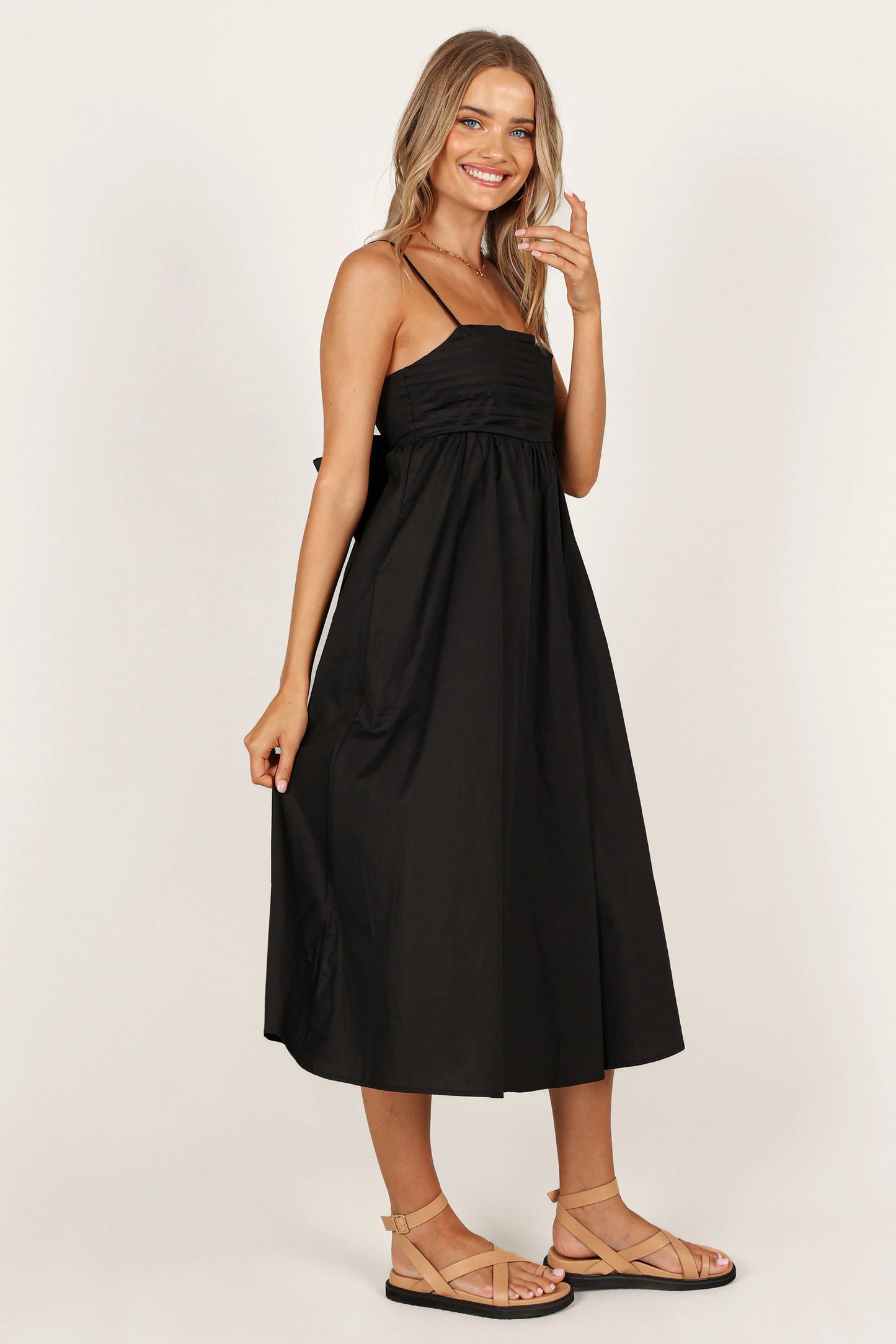 Alice Bow Back Midi Dress Black