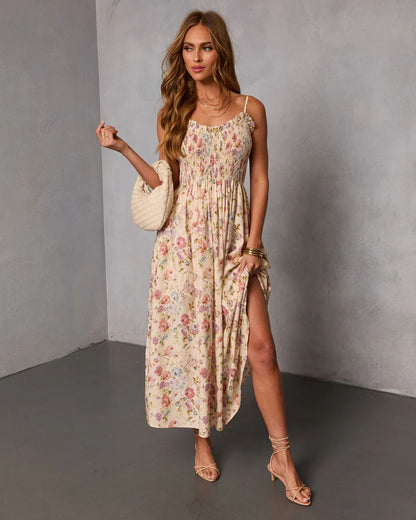 Fresh Fem Printed Sweetheart Maxi Dress