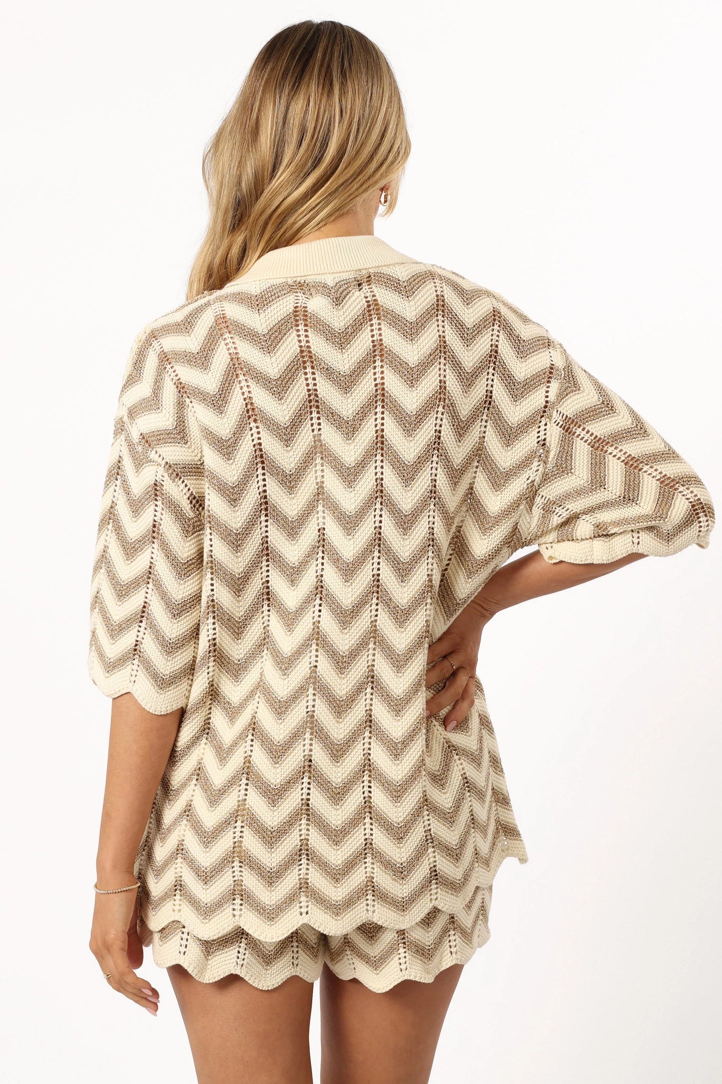 Cherie Knit Shirt Gold White