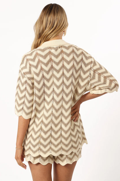 Cherie Knit Shirt Gold White