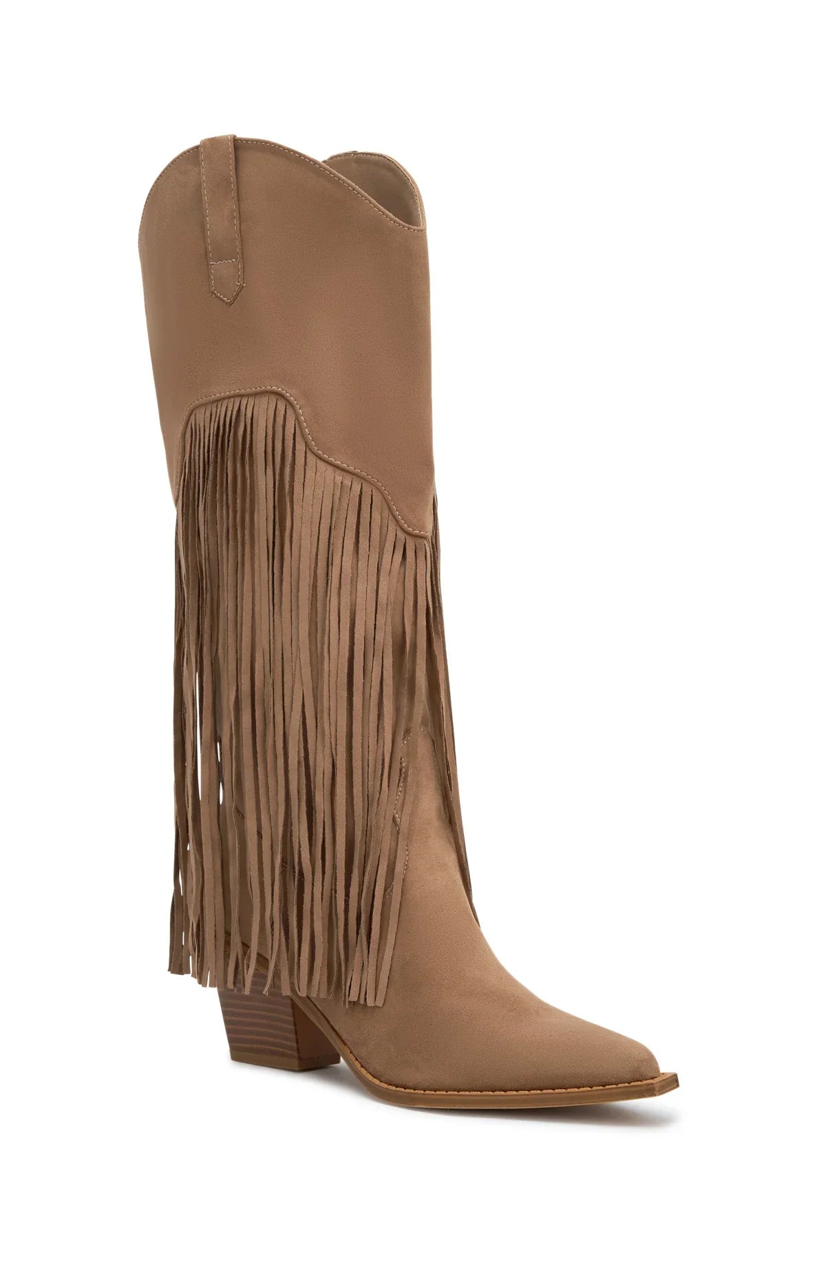 Iniko Cowboy Boot Taupe Faux Suede