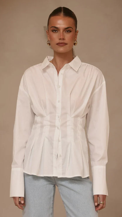 Riley Long Sleeve Top White