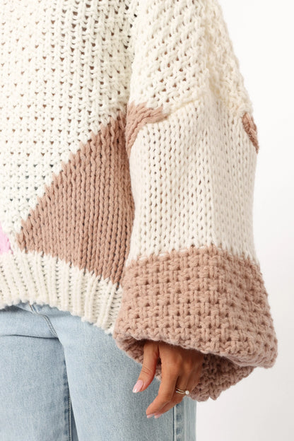 Koda Pattern Knit Sweater Pink Multi