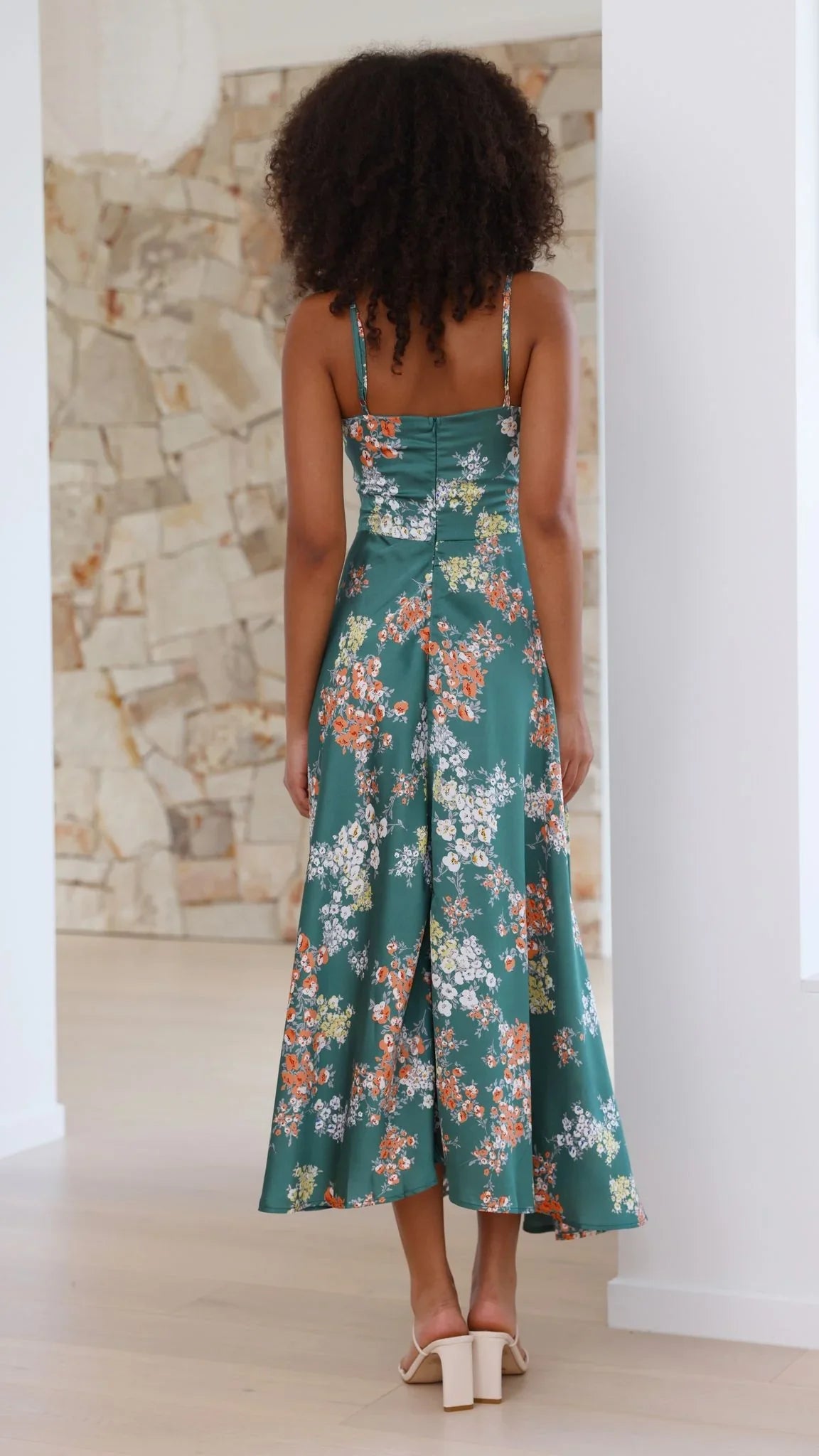 Dreamers Midi Dress Green Floral
