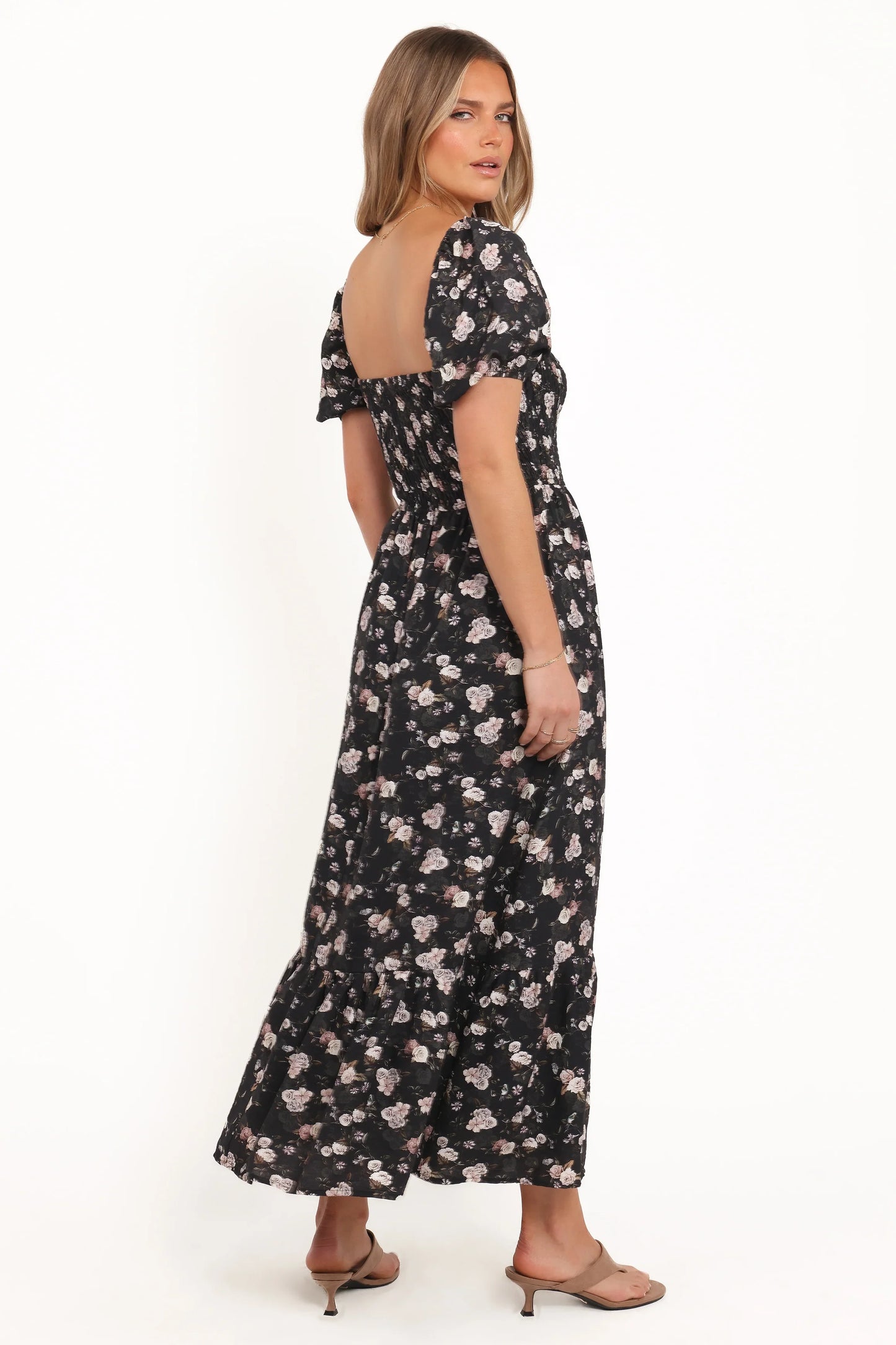 Cecelia Puff Sleeve Maxi Dress Black Floral