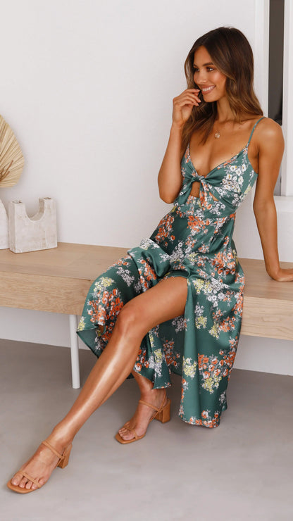 Dreamers Midi Dress Green Floral
