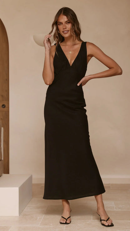 Sammie Linen Maxi Dress Black