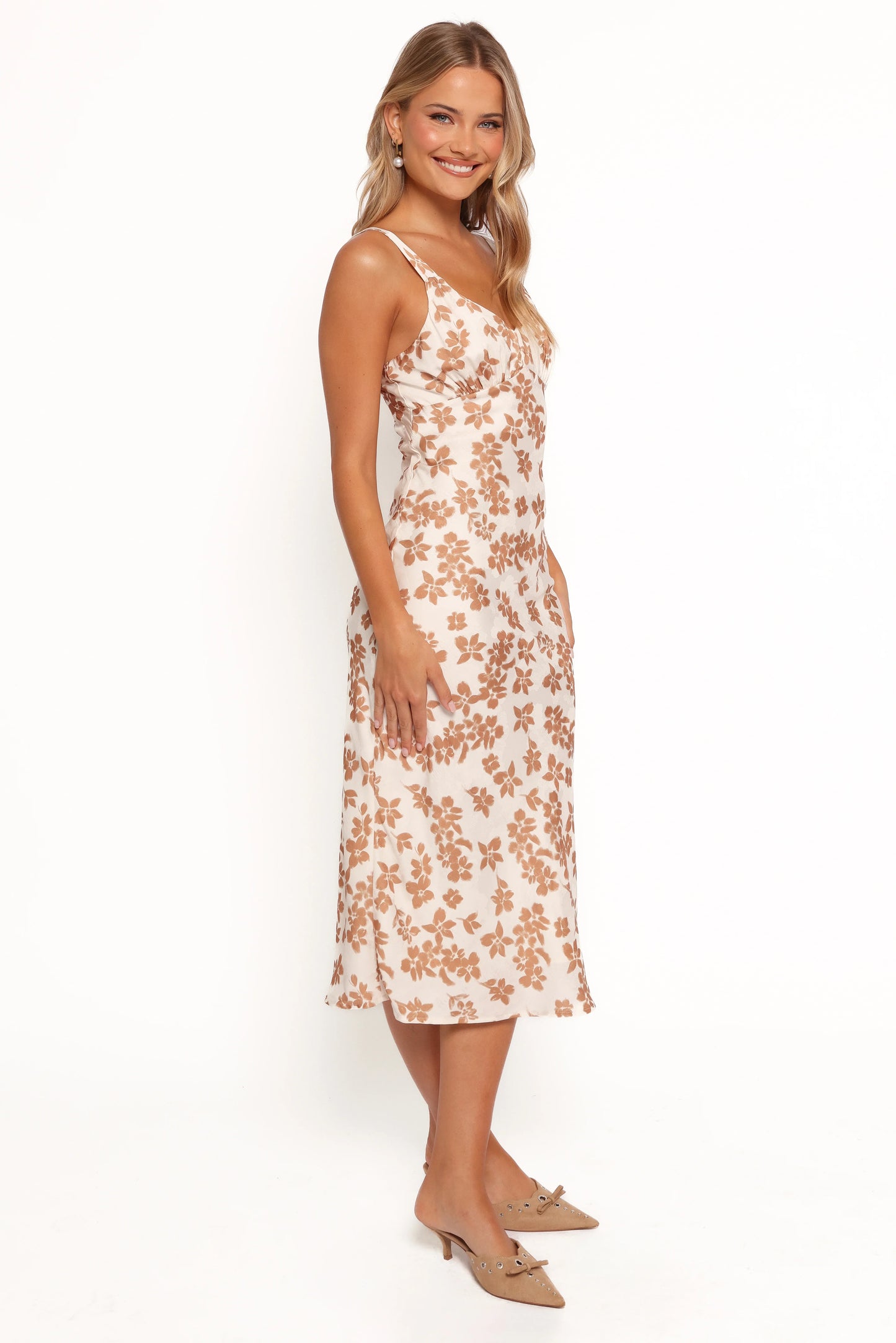 Franny Midi Dress Cream Brown Floral