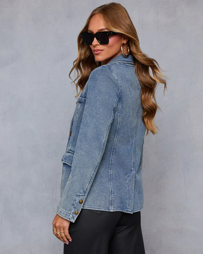 Fall Right In Denim Blazer