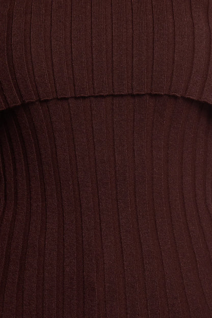 Inora Off Shoulder Knit Top Chocolate