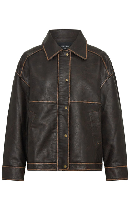 A London Girl PU Jacket Washed Chocolate
