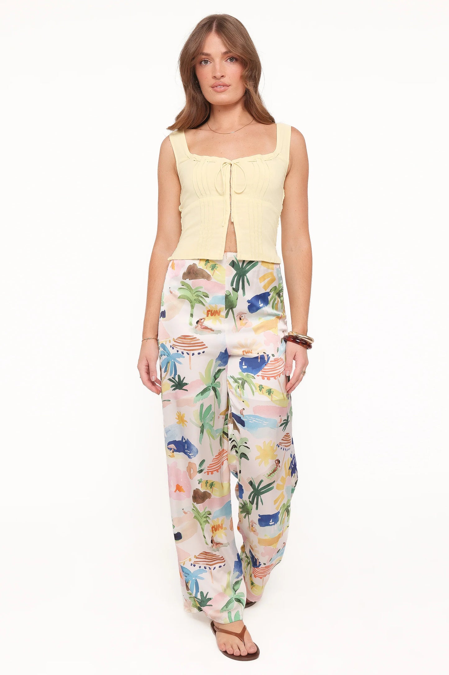 Alba Wide Leg Pant Cream Resort Isle