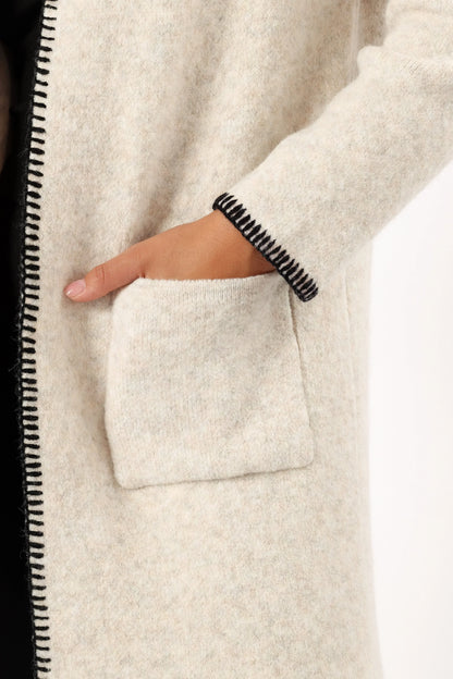 Oaklynn Contrast Stitch Coatigan Oat