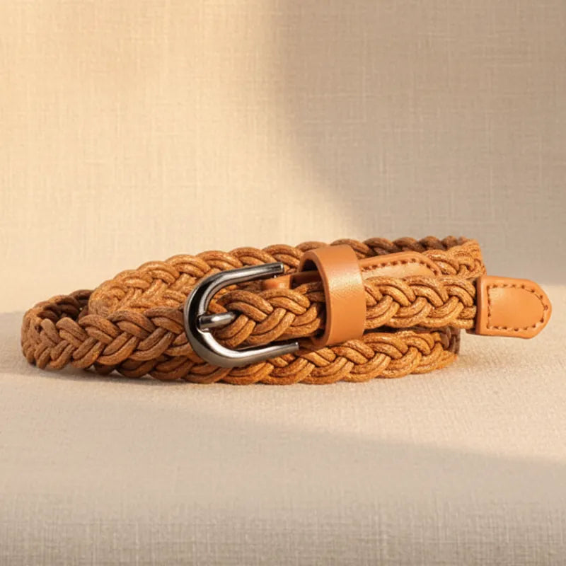 Thin Braided Leather Belt
