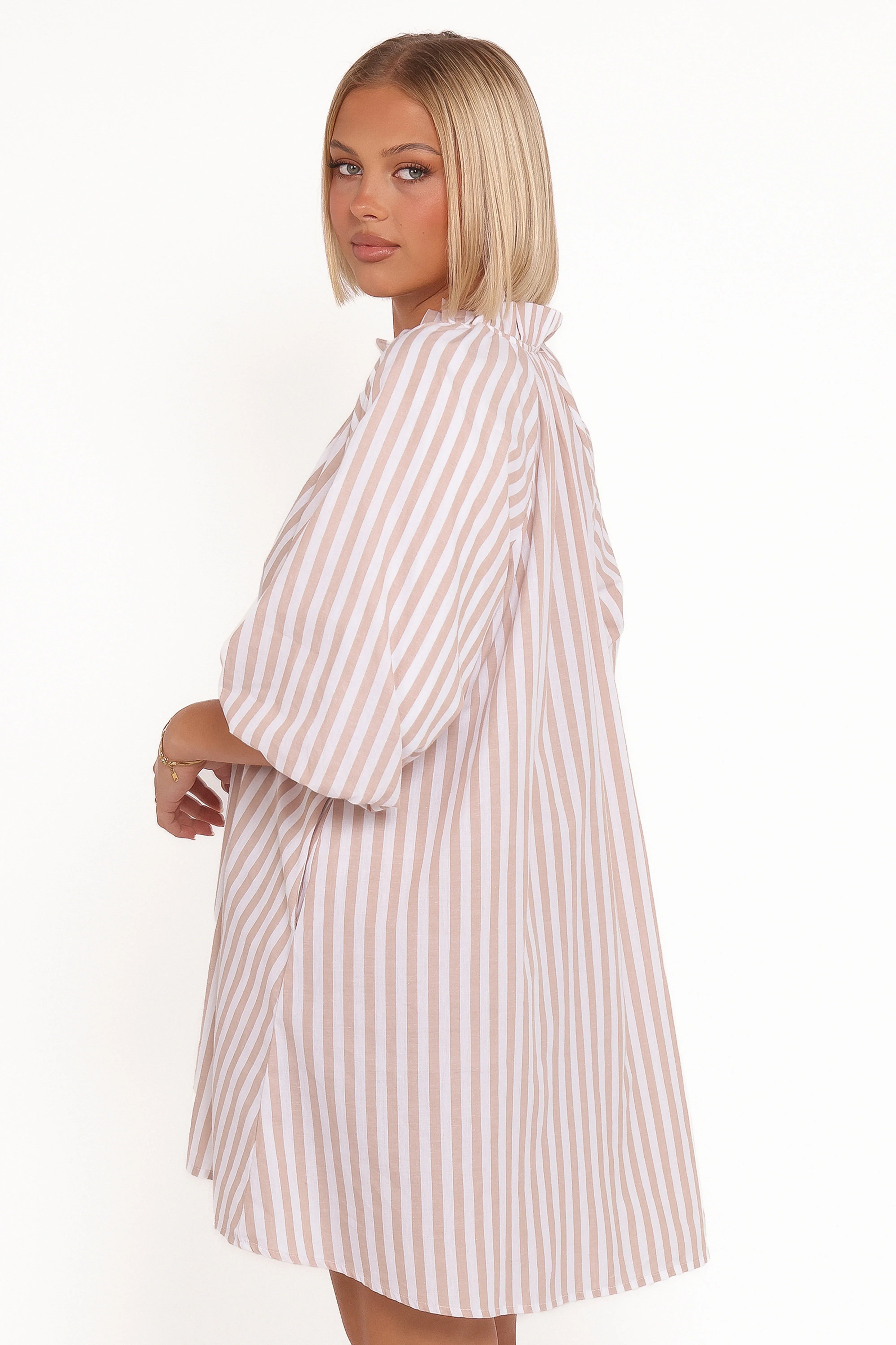 Doran Mini Dress Beige White