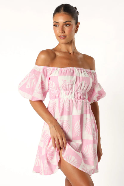 Rocco Off Shoulder Mini Dress Pink