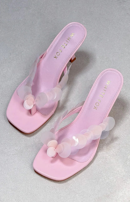 Imogen Sequin Mules Baby Pink