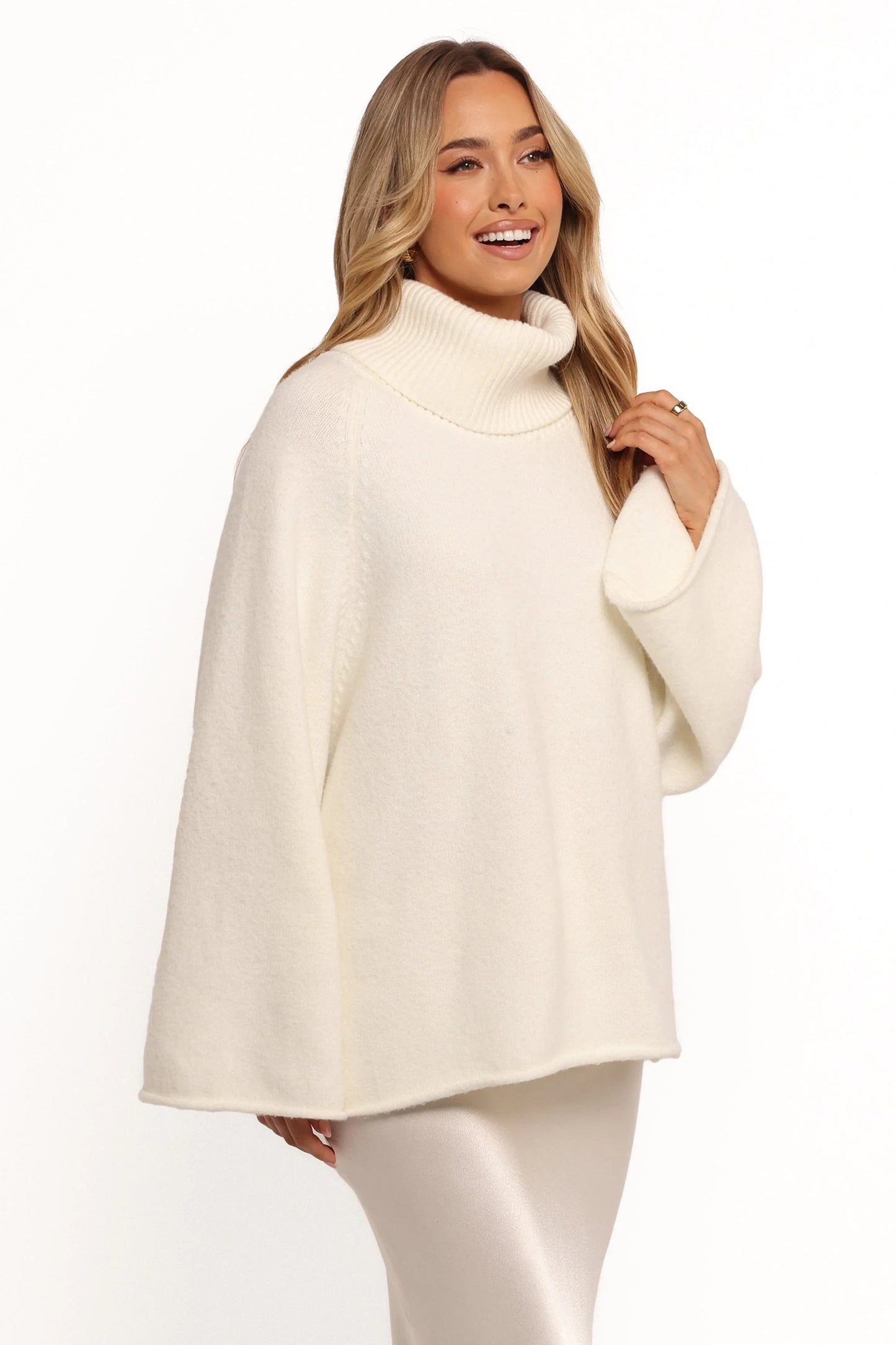 Bindy Cowlneck Knit Sweater White