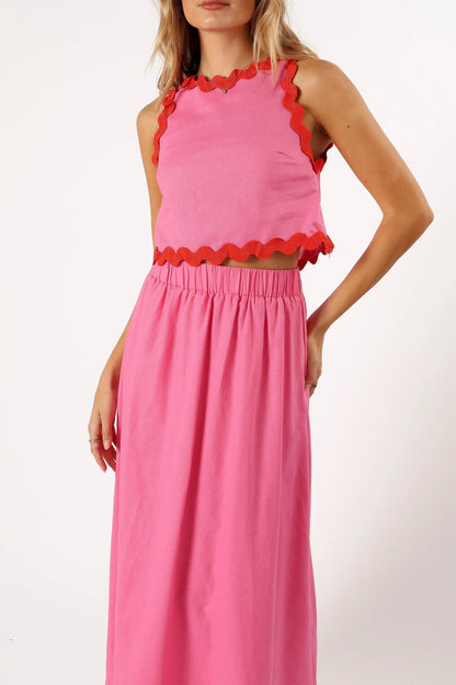 Chrissy Two Piece Set Pink Red