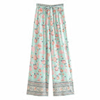Seafoam Bloom Boho Wide Leg Pants