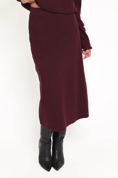 Bridget Maxi Skirt Sweater Set Maroon
