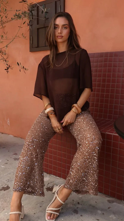 Davette Mesh T Shirt Chocolate