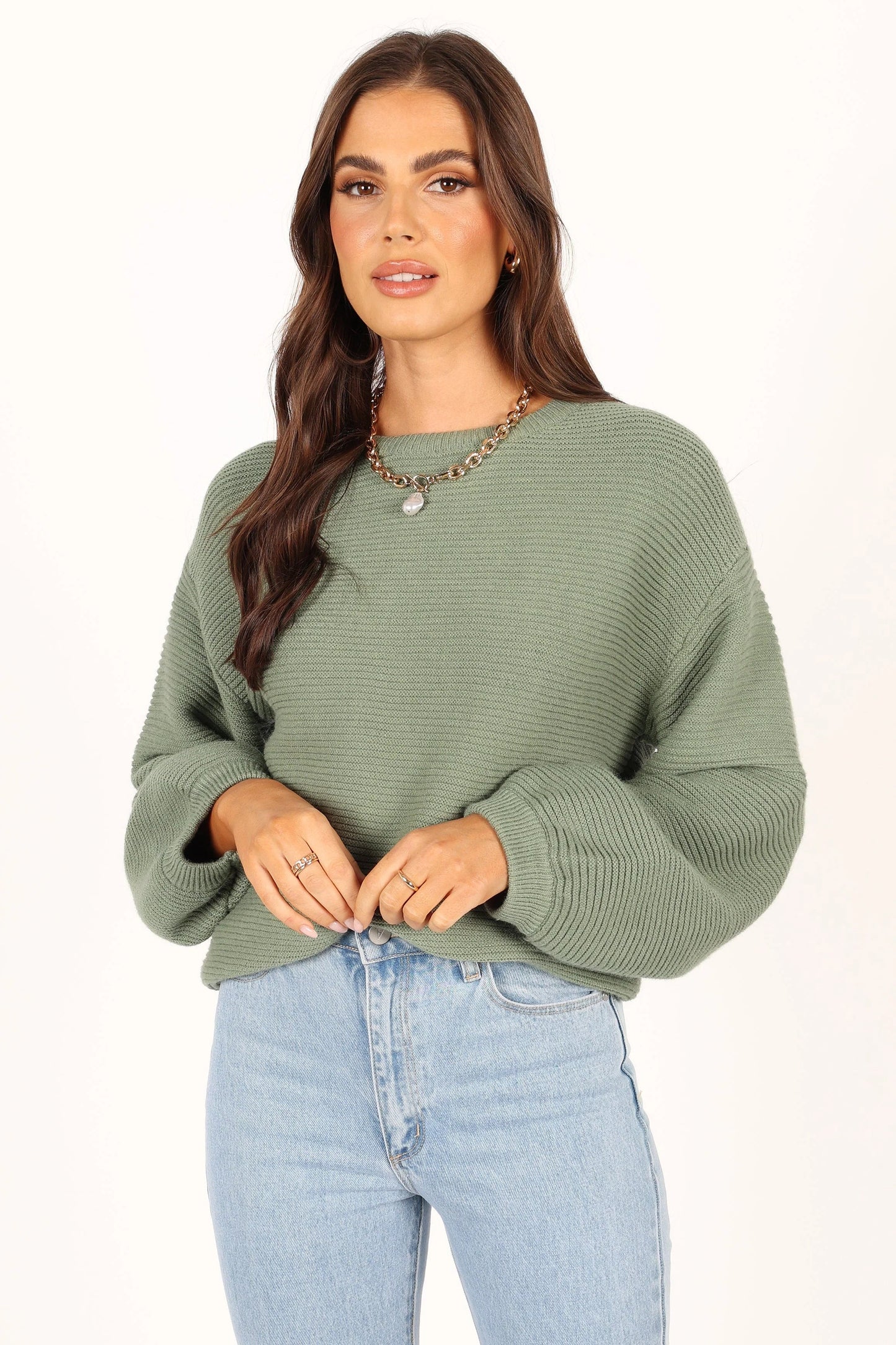 Lakelyn Textured Knit Sweater Khaki