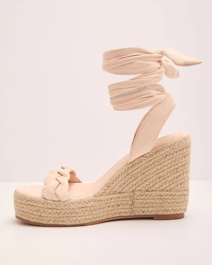 Radiant Poise Faux Suede Espadrille Wedge Sandals