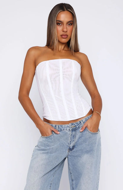 Tell Me A Secret Strapless Bustier White