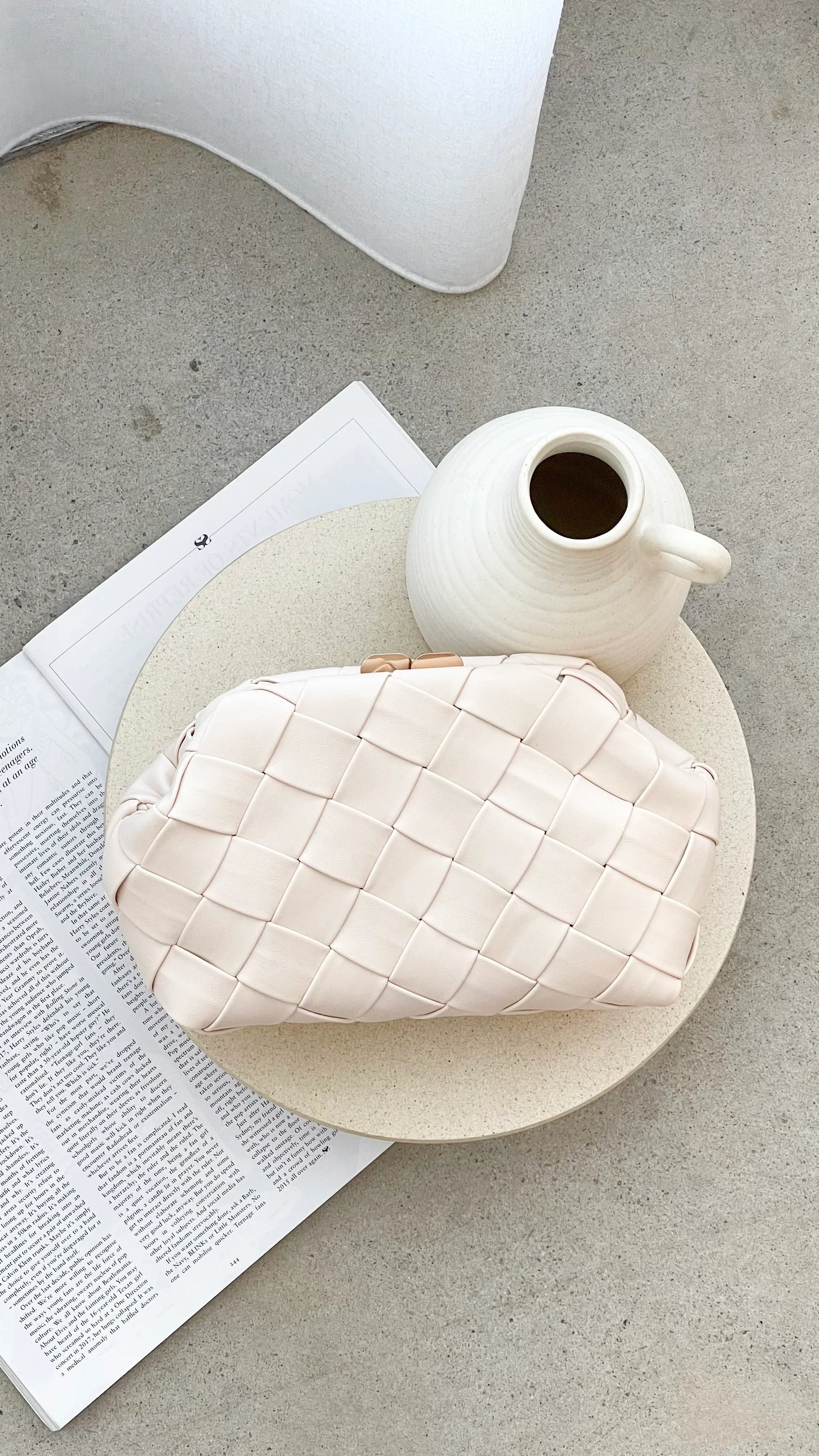 Vasanti Woven Clutch Beige