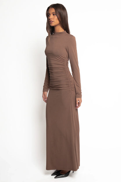 Nelson Long Sleeve Maxi Dress Mocha