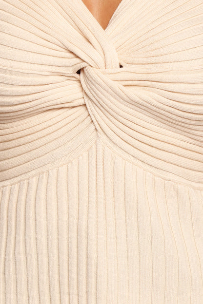 Demi Twist Detail Knit Top Cream