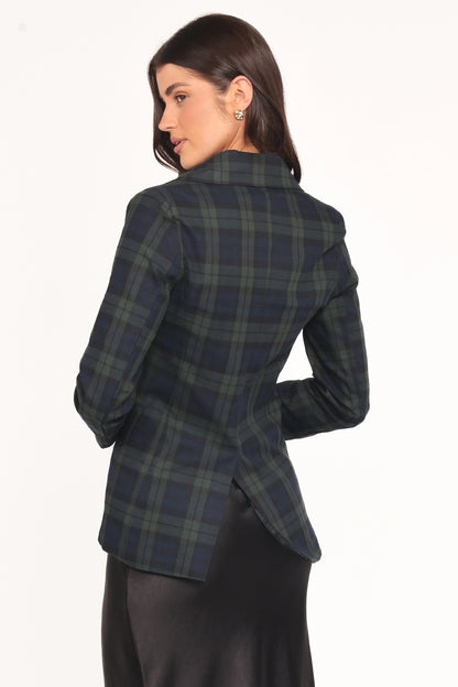 Juliette Blazer Green Plaid