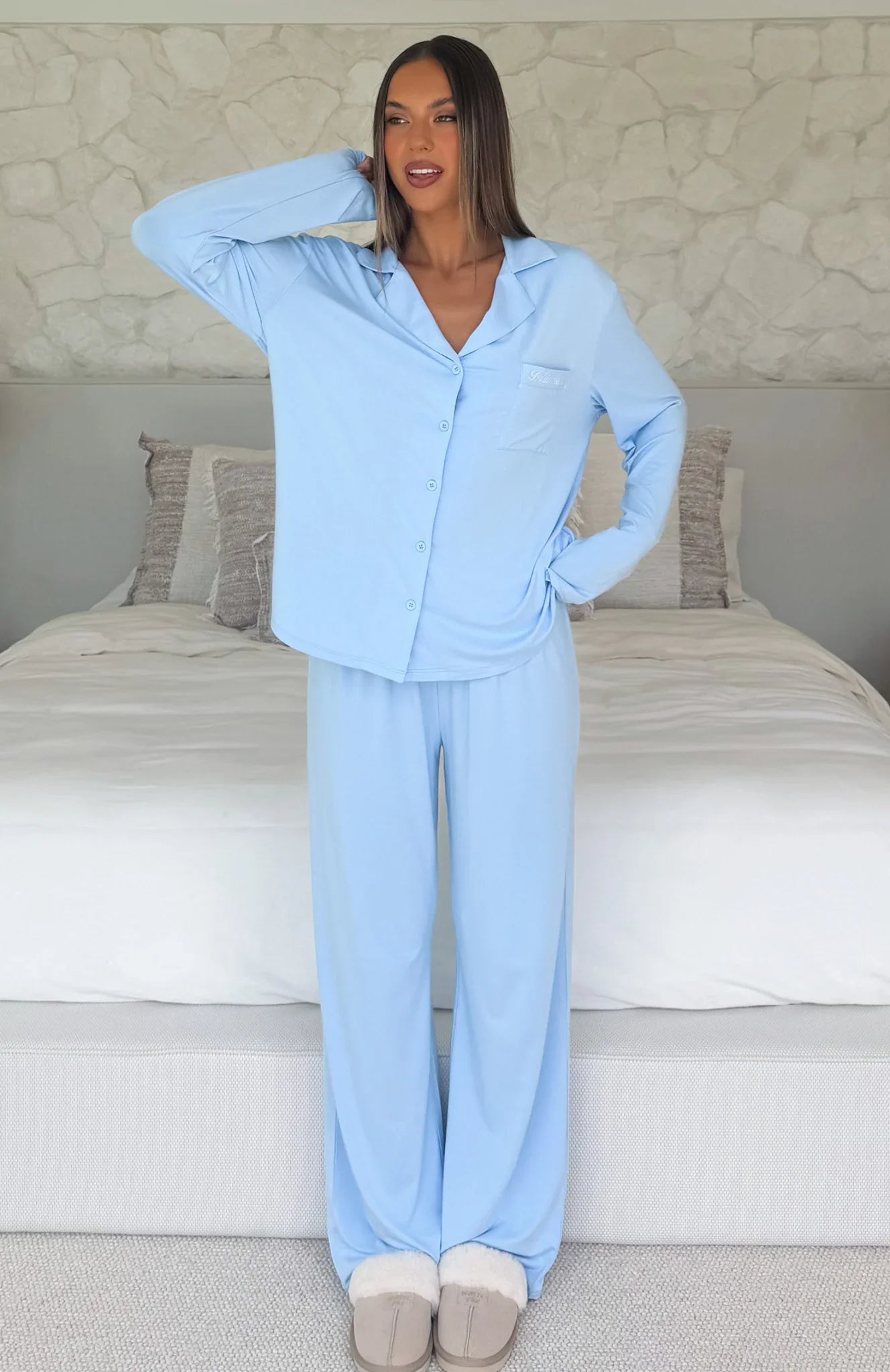 Bridal Party Long Sleeve Pyjama Set Baby Blue