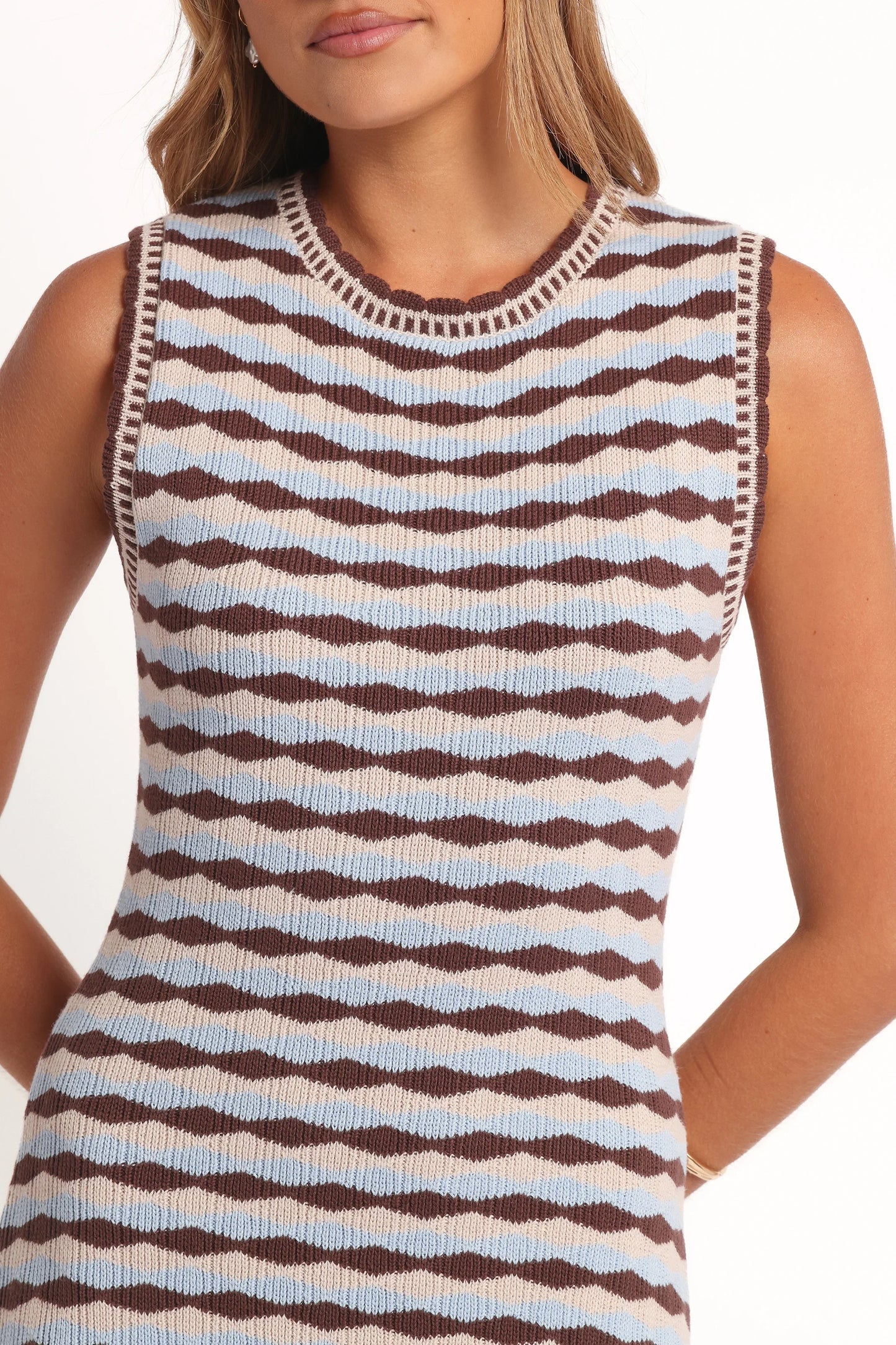 Elfrida Knit Mini Dress Blue Brown