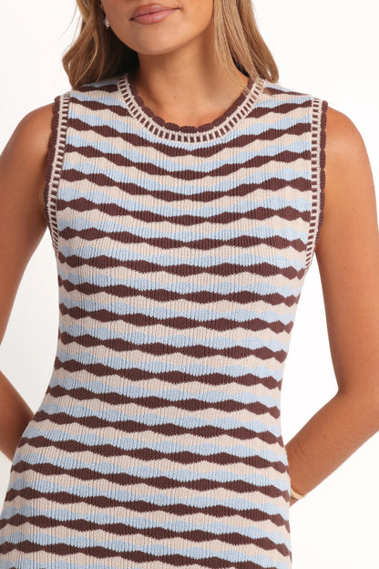 Elfrida Knit Mini Dress Blue Brown