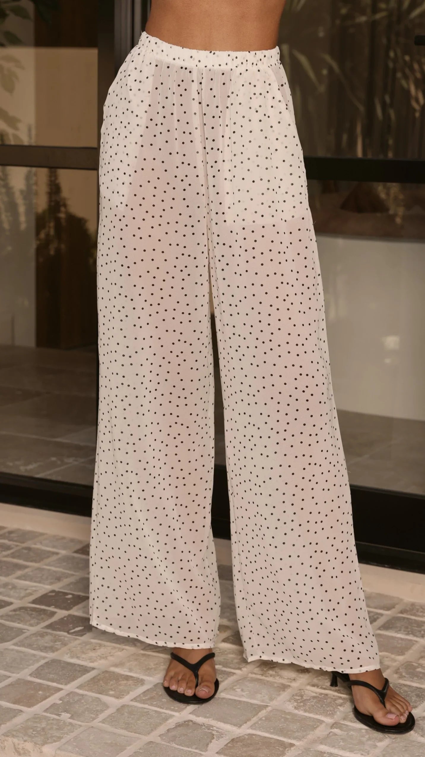 Rubi Top and Pants Set Cream Polka