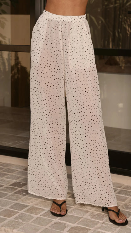 Rubi Top and Pants Set Cream Polka