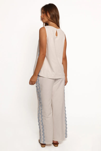 Jasinta Pants Cream Blue