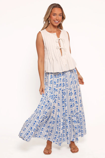Delia Pleat Tie Top White