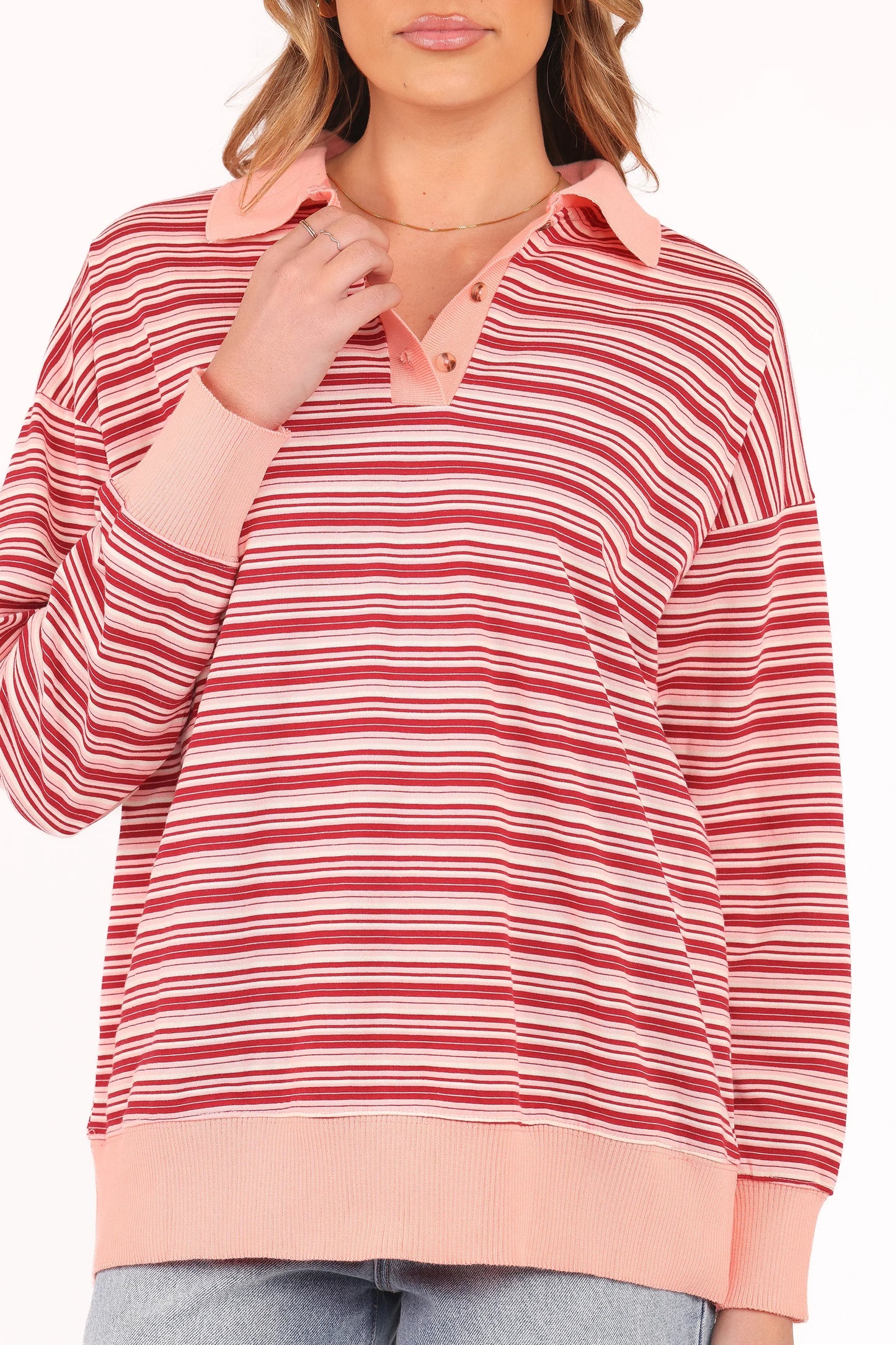 Beau Long Sleeve Jersey Top Pink Stripe