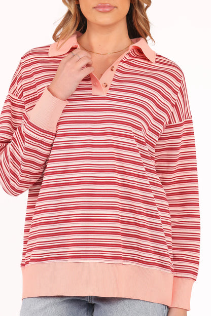 Beau Long Sleeve Jersey Top Pink Stripe
