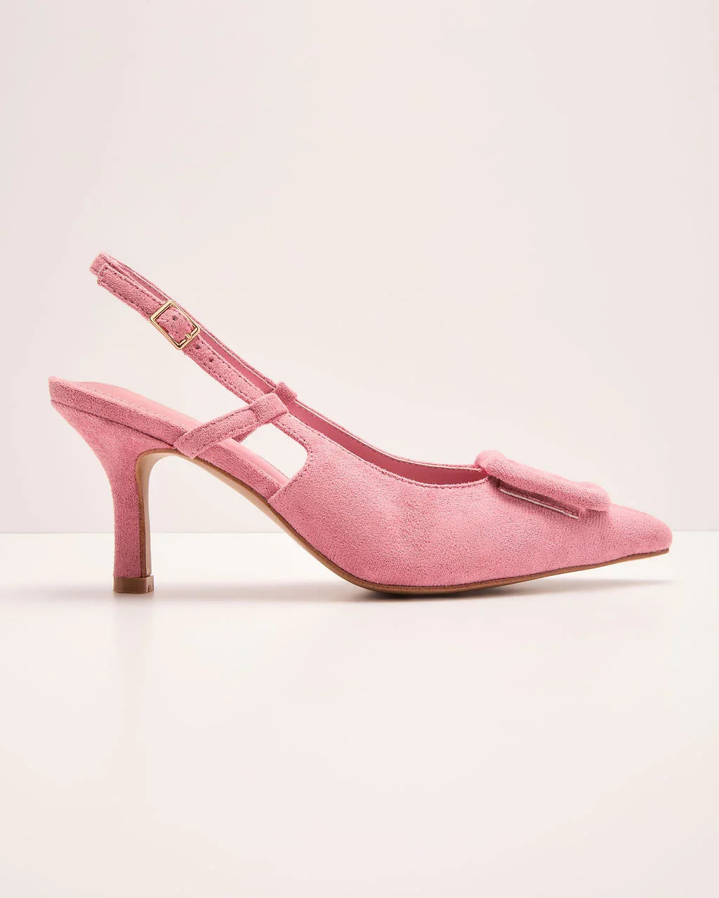 Shelbey Suede Buckle Slingback Heels