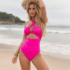 Halter Cut Out One Piece Monokini Swimsuit