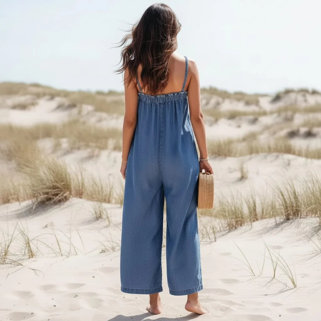 Boho Oversized Wide Leg Denim Jumpsuit