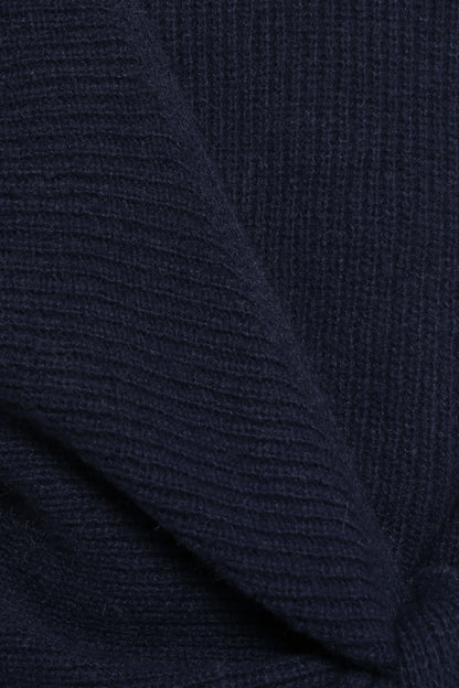 Ettie Wrap Side Tie Knit Sweater Navy