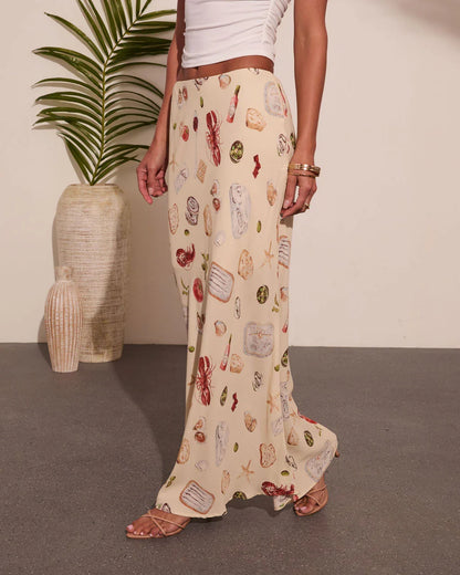 Coastal Fresh Novelty Print Maxi Skirt